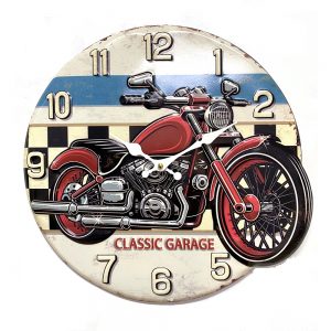 Clock French Country Wall Hanging Classic Garage Motorbike