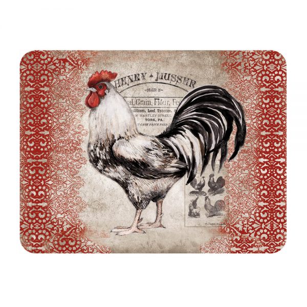 Lang Kitchen GLASS Cardinal Rooster Chopping Board Surface Saver