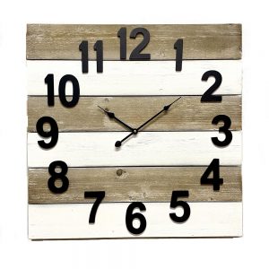 Clock French Country Wall Hanging Black Numbers Square 60cm