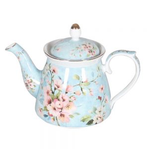 Elegant Kitchen Teapot Peach Blossom Blue China Tea Pot 1L