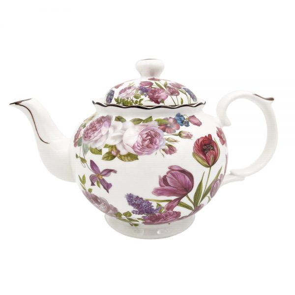 Elegant Kitchen Teapot Rose and Tulip China Tea Pot 1L