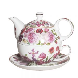 French Country Kitchen Tea For One Rose and Tulip Teapot