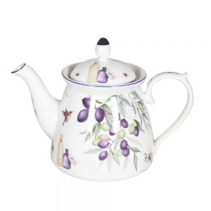 Elegant Kitchen Teapot Lavender and Olive China Tea Pot 1L