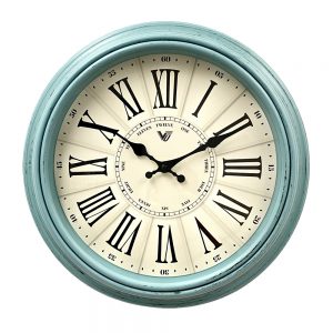 Clock French Country Wall Hanging Classic Blue Roman Numerals 40cm