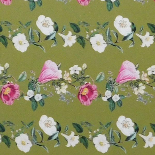Quilting Patchwork Sewing Fabric Flower Festival Green Strips 1 Meter