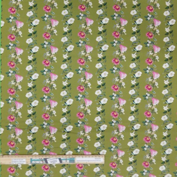 Quilting Patchwork Sewing Fabric Flower Festival Green Strips 1 Meter
