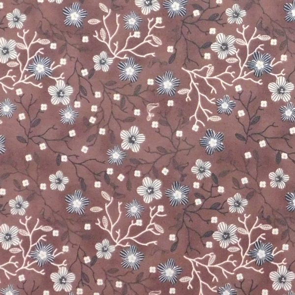 Quilting Patchwork Sewing Fabric Stof Chocolate Floral 1 Meter