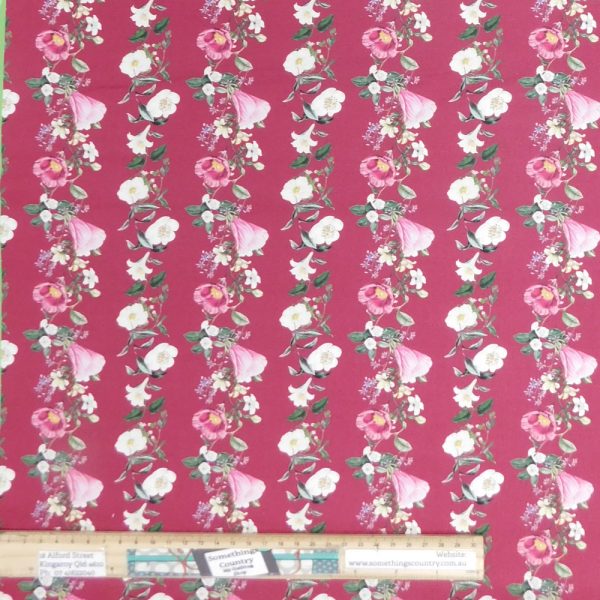 Quilting Patchwork Sewing Fabric Flower Festival Pink Strips 1 Meter