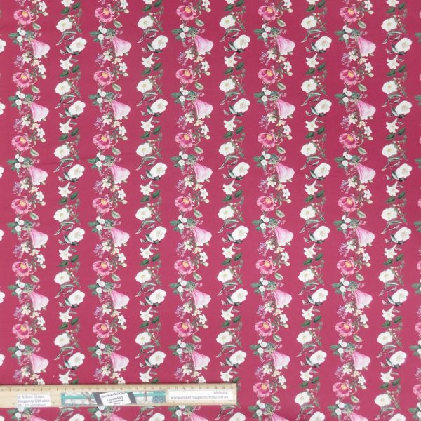 Quilting Patchwork Sewing Fabric Flower Festival Pink Strips 1 Meter