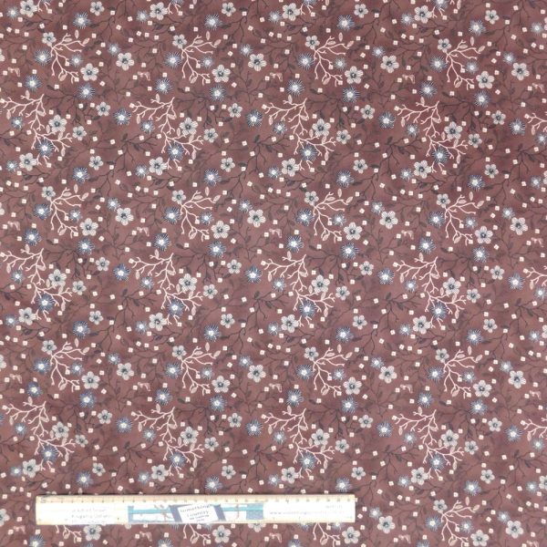 Quilting Patchwork Sewing Fabric Stof Chocolate Floral 1 Meter