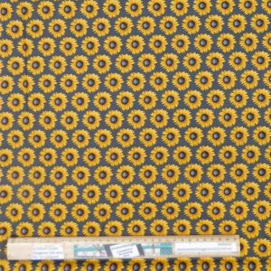 Patchwork Quilting Sewing Fabric Sunflowers Grey 50x55cm FQ