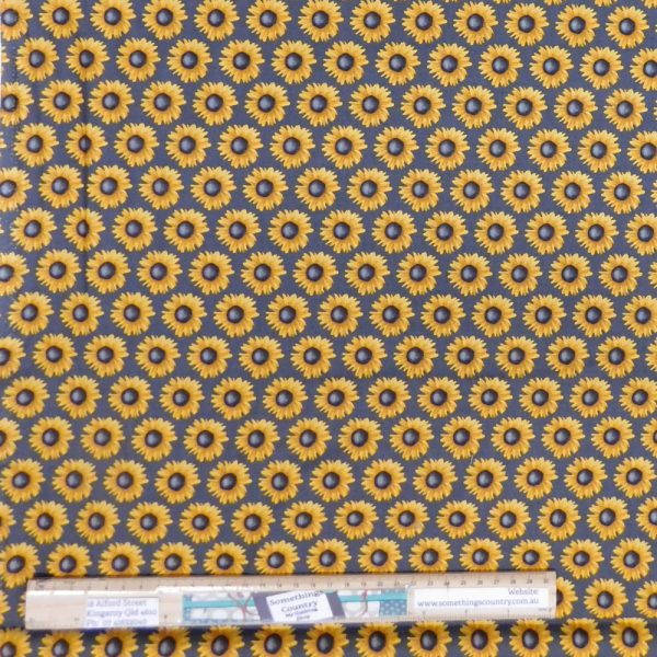 Patchwork Quilting Sewing Fabric Sunflowers Grey 50x55cm FQ