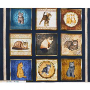 Patchwork Quilting Sewing Fabric Felicity Cat Panel 90x110cm