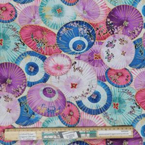 Patchwork Quilting Sewing Fabric Asian Umbrellas Bright 50x55cm FQ