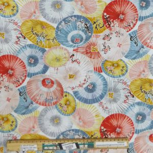 Patchwork Quilting Sewing Fabric Asian Umbrellas Light 50x55cm FQ