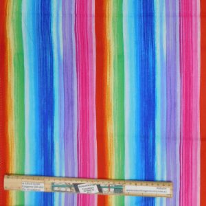 Patchwork Quilting Sewing Fabric Rainbow Stripe Bright 50x55cm FQ