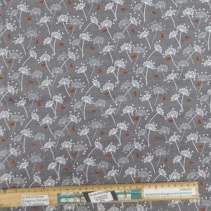 Patchwork Quilting Sewing Fabric Grey Dandelion 50x55cm FQ