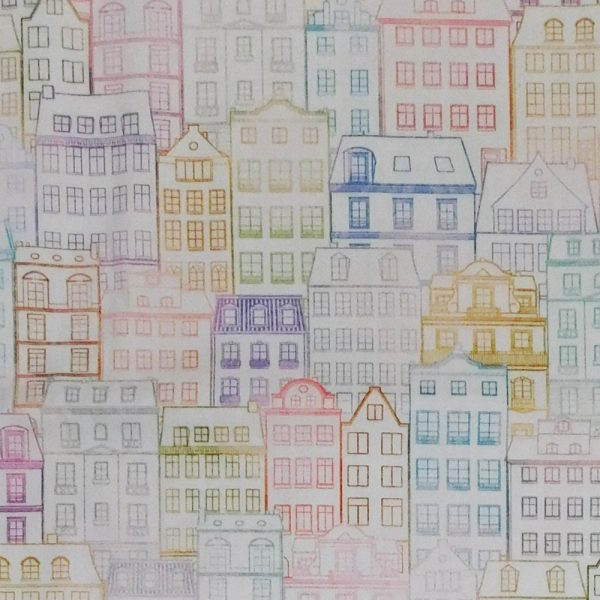 Patchwork Quilting Sewing Fabric Wishwell House Drawings 50x55cm FQ