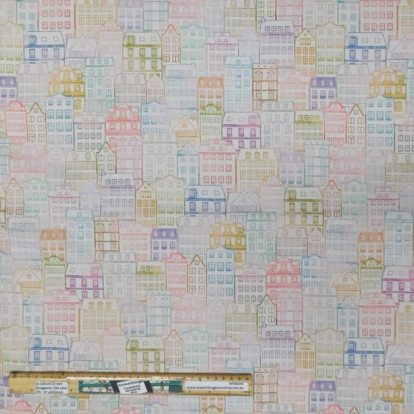 Patchwork Quilting Sewing Fabric Wishwell House Drawings 50x55cm FQ