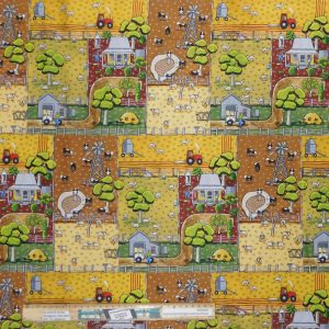 Patchwork Quilting Sewing Fabric Red Tractor Paradise Farm 50x55cm FQ