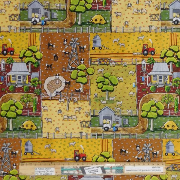 Patchwork Quilting Sewing Fabric Red Tractor Paradise Farm 50x55cm FQ