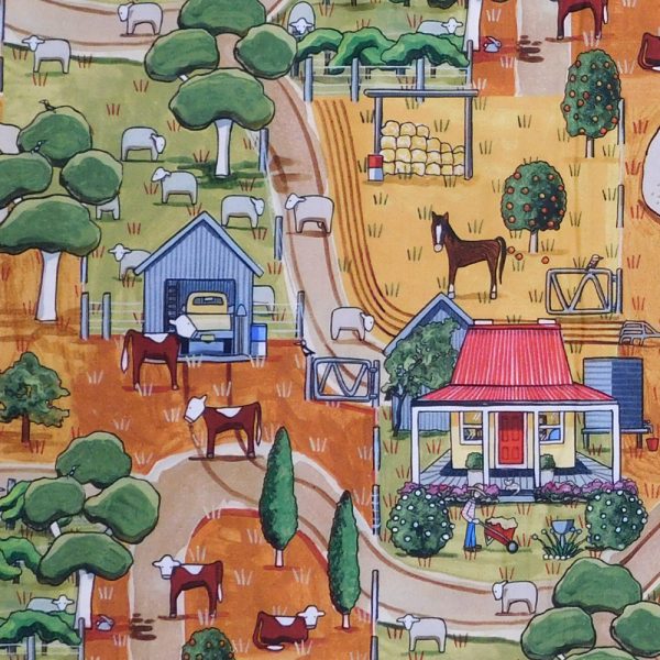 Patchwork Quilting Sewing Fabric Red Tractor Paradise Farm B 50x55cm FQ