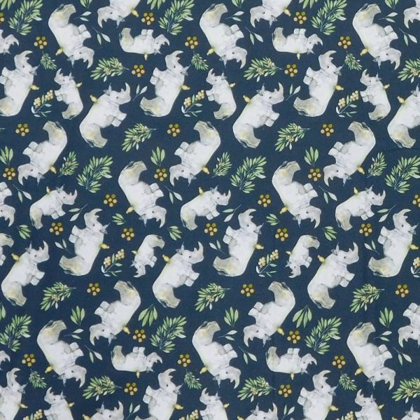 Patchwork Quilting Sewing Fabric Let Get Wild Rhinos 50x55cm FQ