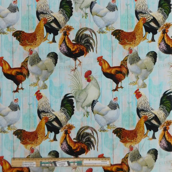 Patchwork Quilting Sewing Fabric Cluckers Chickens 50x55cm FQ