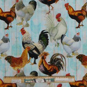 Patchwork Quilting Sewing Fabric Cluckers Chickens 50x55cm FQ