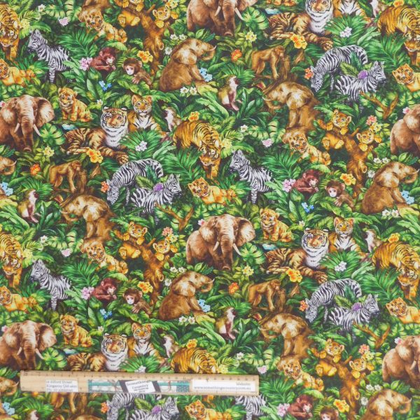 Patchwork Quilting Sewing Fabric Jengala Jungle Allover 50x55cm FQ