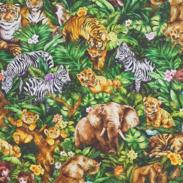 Patchwork Quilting Sewing Fabric Jengala Jungle Allover 50x55cm FQ