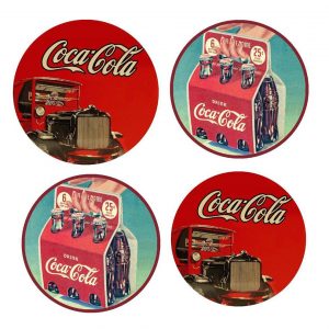 Kitchen Cork Backed Coasters Coca Cola Ceramic Set 4