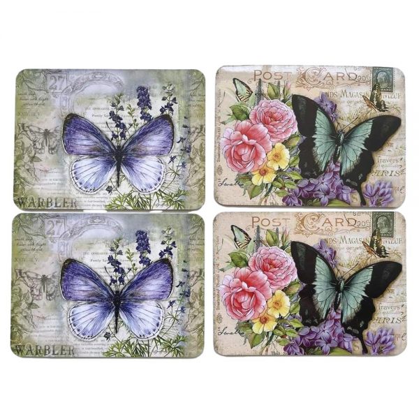 Country Kitchen Dining Butterflies Cork Back Placemats Set 4