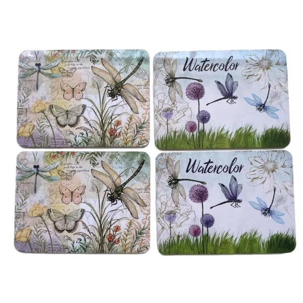 Country Kitchen Dining Dragonflies Cork Back Placemats Set 4