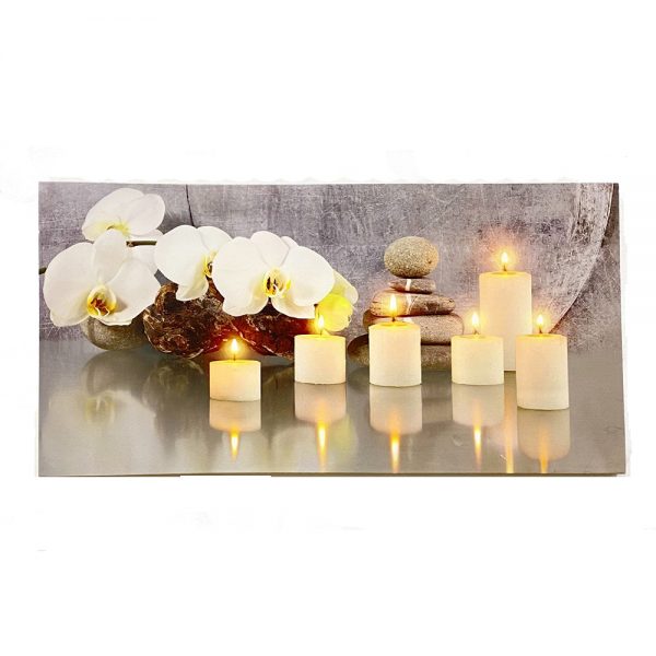 French Country Canvas Print Candles with LED Lights