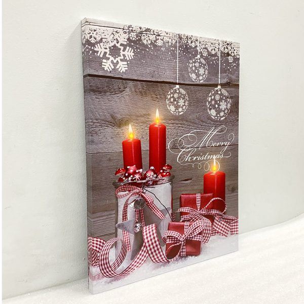 French Country Canvas Print Merry Christmas with LED Lights