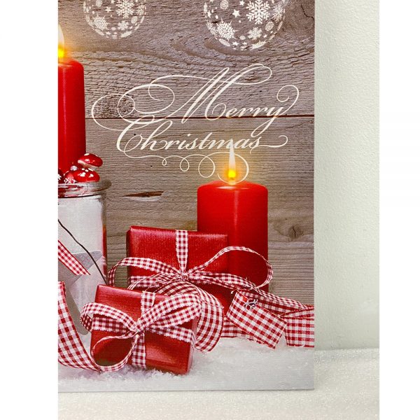 French Country Canvas Print Merry Christmas with LED Lights