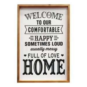 Country Farmhouse Sign Comfortable Happy Home Framed Wall Art