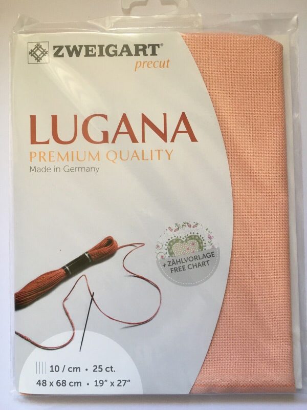 Zweigart Cross X Stitch Lugana Cloth 25 Ct Apricot 48x68cm