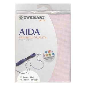 Zweigart Cross X Stitch Aida Cloth 20 Ct Pink 48x53cm 4115
