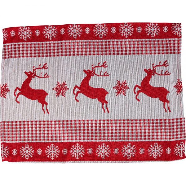 French Country Table Placemats Prancing Reindeer Set 6 33x24cm