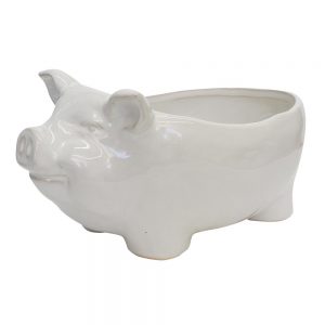 Ceramic Soap Holder Pig Decorative Accent Bowl Planter