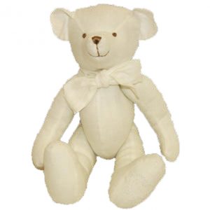 Hopscotch Lovely Stuffed Medium White Linen Teddy Signature Bear