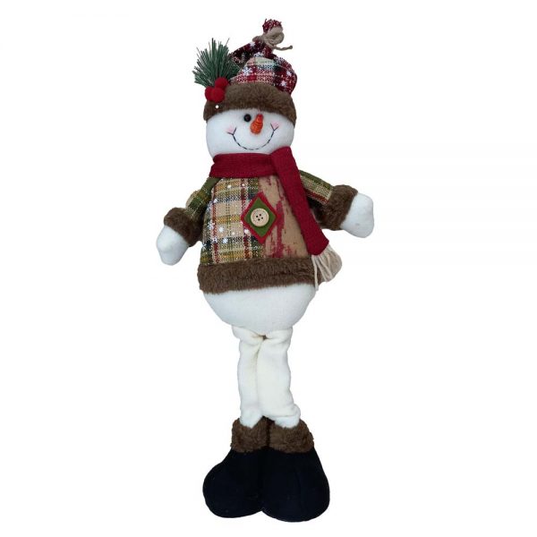 Christmas Santa Ornaments Plush Snowman Standing with Scarf