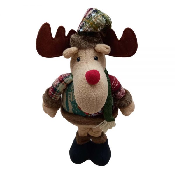 Christmas Santa Ornaments Plush Reindeer Standing with Scarf