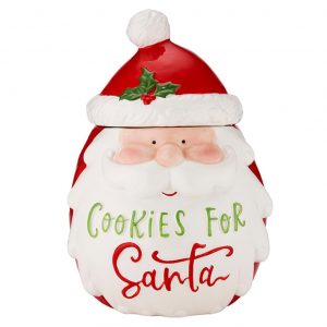 Ladelle Christmas Kitchen Ceramic Santa Head Cookie Jar