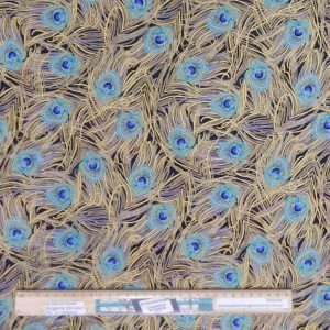 Quilting Patchwork Sewing Fabric Peacock Garden Feathers 50x55cm FQ