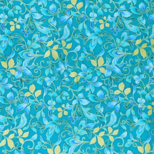 Quilting Patchwork Sewing Fabric Peacock Garden Teal Floral 50x55cm FQ