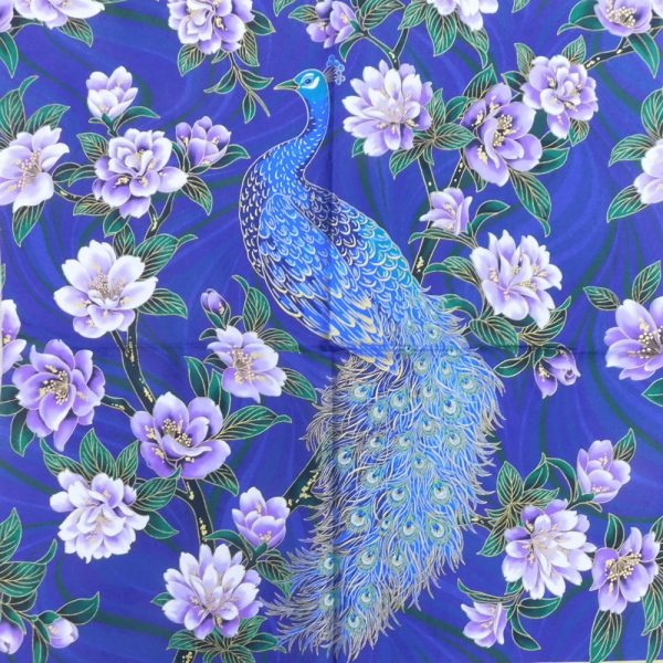 Patchwork Quilting Sewing Fabric Peacock Garden Panel 60x110cm