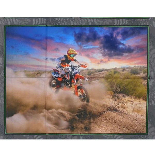 Patchwork Quilting Sewing Fabric Motocross Maniac Panel 65x110cm